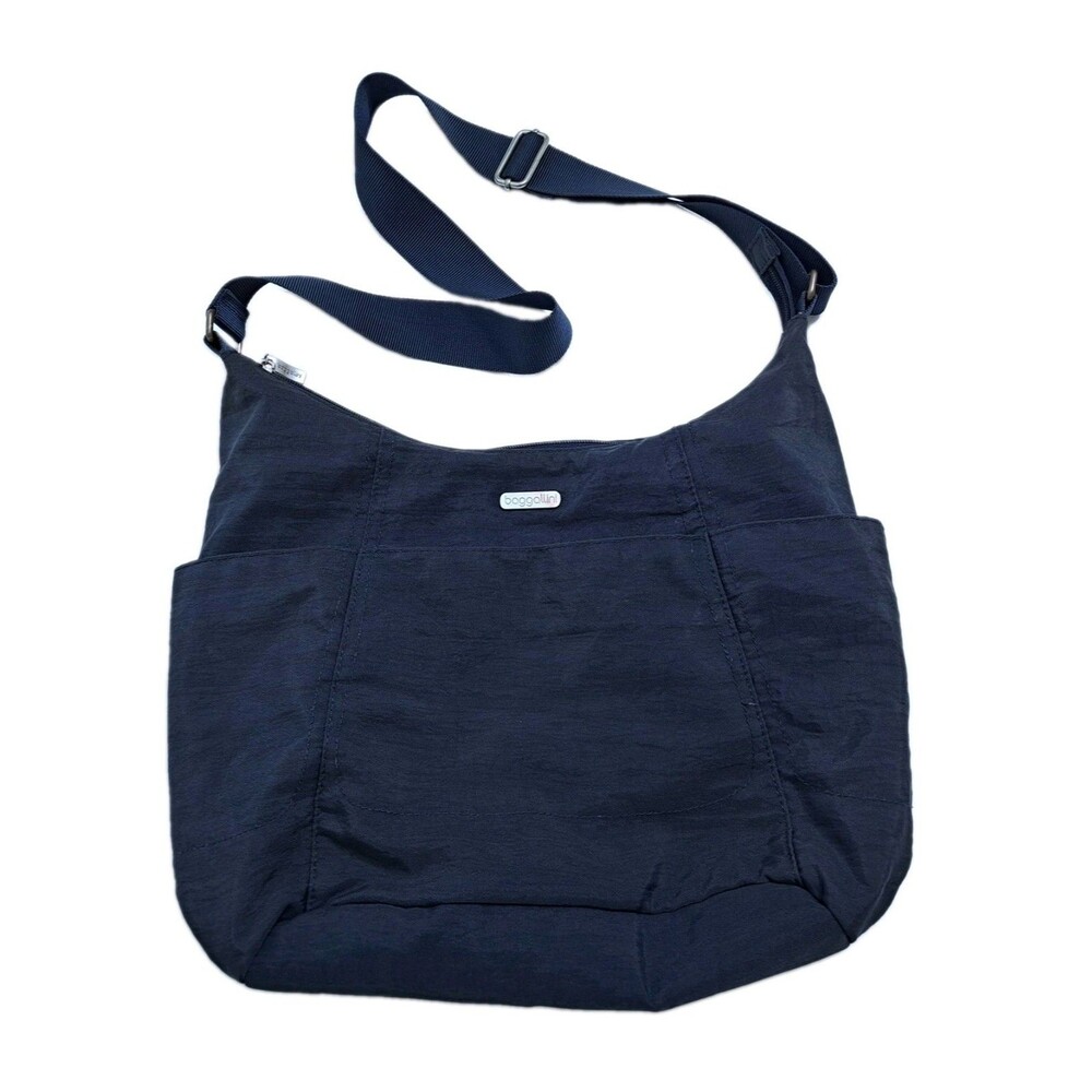Baggallini Hobo Tote Bag Womens Medium Blue Nylon Crossbody Travel Hobo Purse - Picture 1 of 8